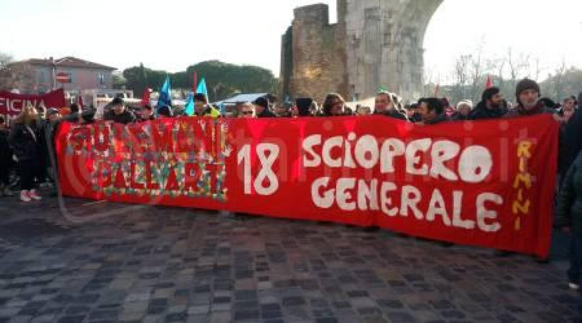 Sciopero generale CGIL UIL: adesione che sfiora il 70%, i dati di Rimini -