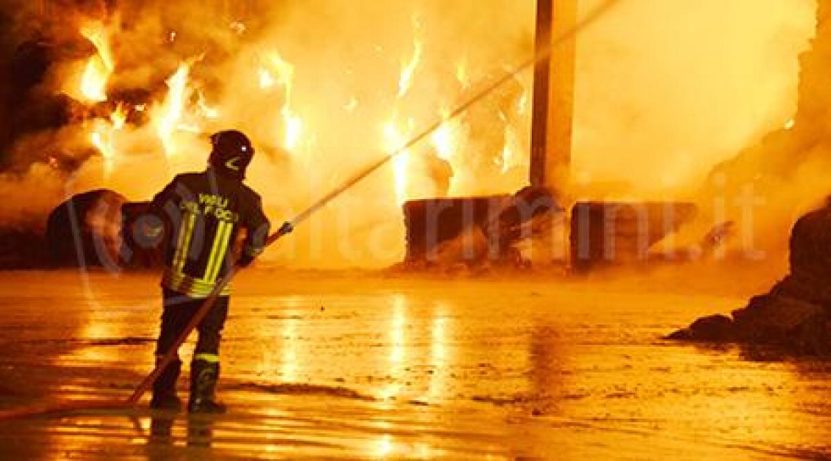 Video: spaventoso incendio divora azienda di foraggi del Gruppo Carli a Pietracuta -