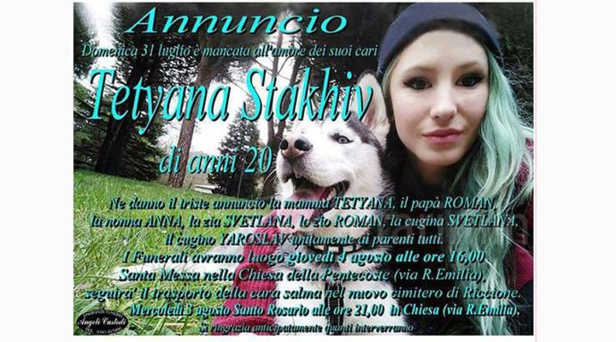 L'addio a Tetyana, gioved&igrave; a Riccione i funerali della ragazza morta in scooter a 20 anni - 