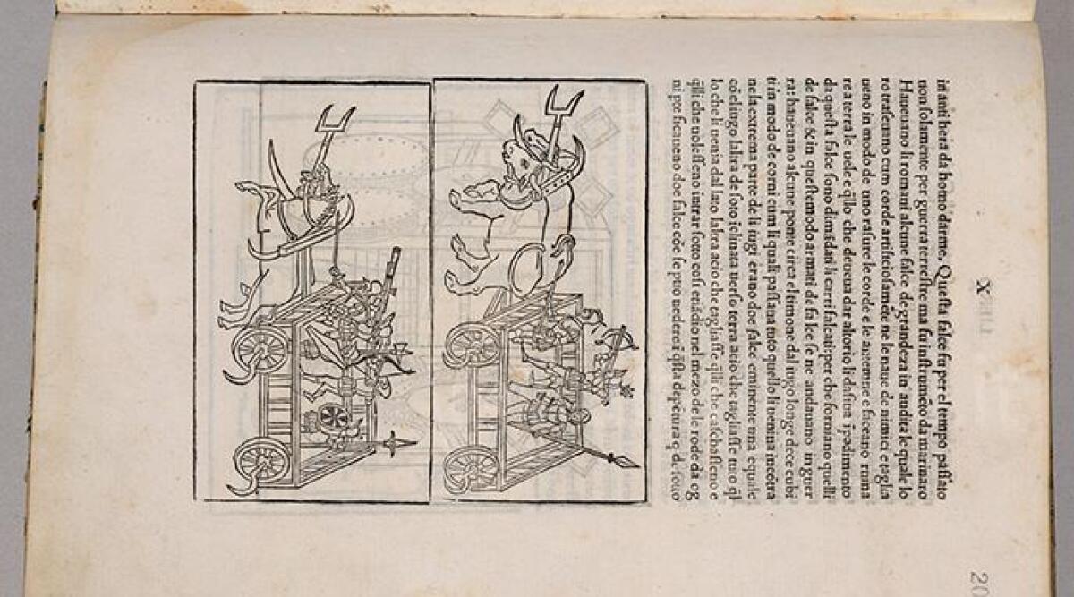 L'opera di Valturio "De re militari" in mostra a Roma per i 500 anni dalla morte di Leonardo da Vinci - 