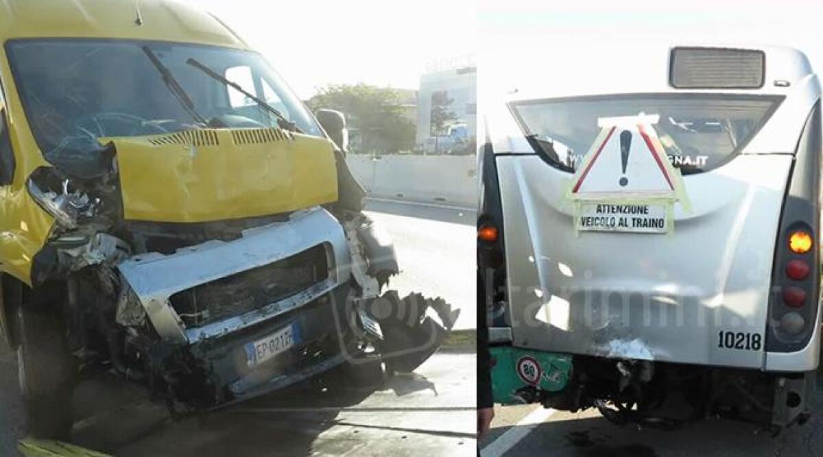 VIDEO Schianto tra un furgone e un autobus di linea, incidente alle 6 del mattino. Due feriti -
