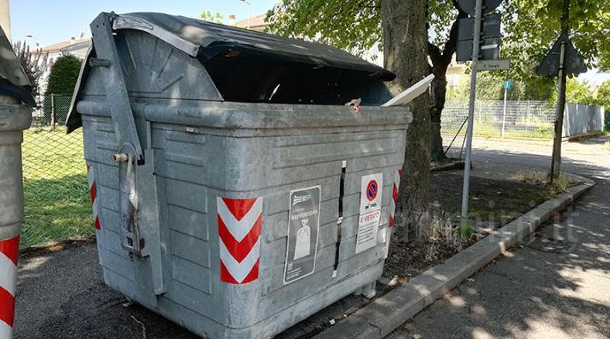 Cassonetti aperti e dentro rifiuti di ogni genere: in via dei Partigiani la raccolta differenziata &egrave; il caos - 