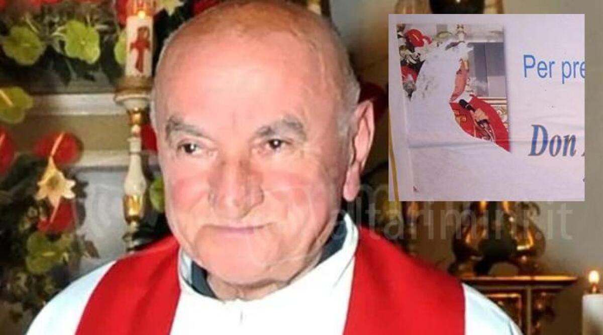 Un anno fa la scomparsa del parroco di Talamello Don Armando. Vandalo sfregia i manifesti funebri -