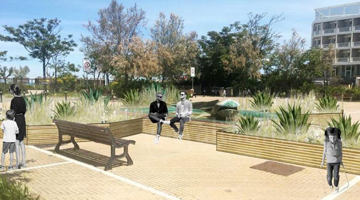 Alberi e aiuole di piazza Malatesta si spostano in piazzetta della Balena a San Giuliano Mare -