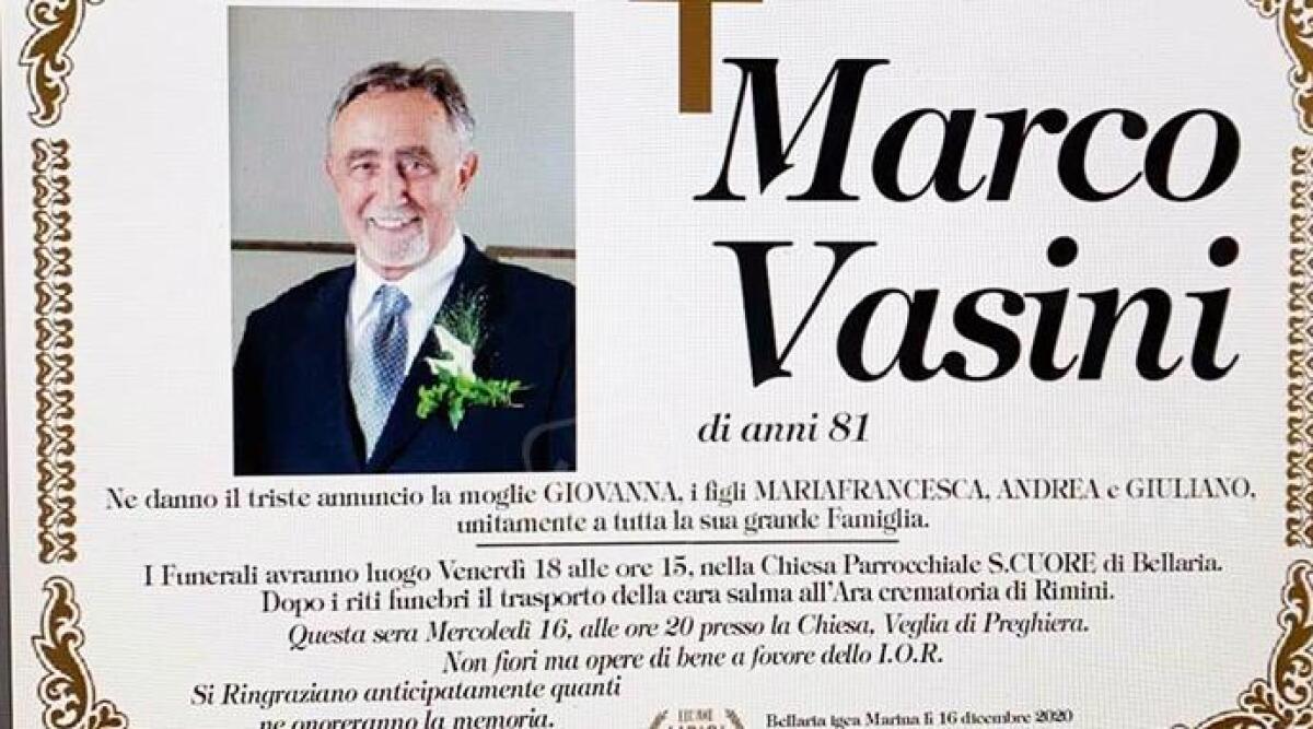 Bellaria dice addio a Marco Vasini, presidente di Sol et Salus e riferimento per la comunit&agrave; - 