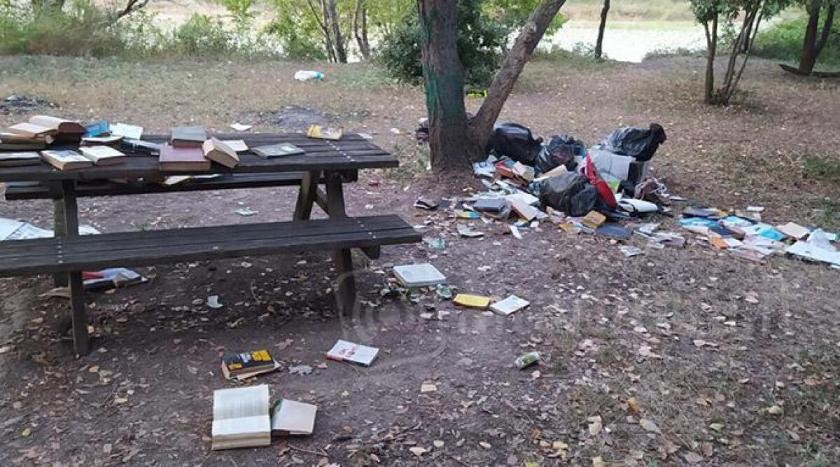 Sporcizia e degrado nell'area picnic, sulla ciclabile del Marecchia - 