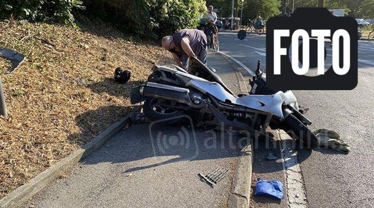 Schianto tra scooter e auto in via Bramante, ferito 40enne. E' intervenuto l&rsquo;elisoccorso - 