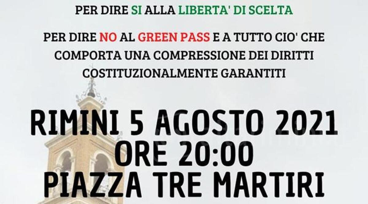 Green pass, gioved&igrave; la manifestazione a Rimini di scettici e contrari - 