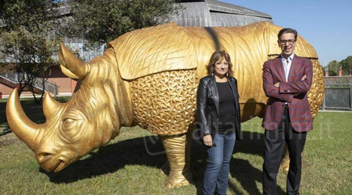 Dopo Venezia, scultura del rinoceronte del Museo Fellini in mostra al Festival del cinema di Roma - 