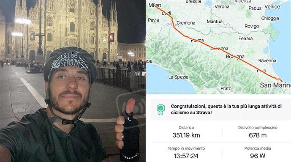 Rimini Milano in bici per festeggiare lo scudetto del Milan, la sfida di Stefano -