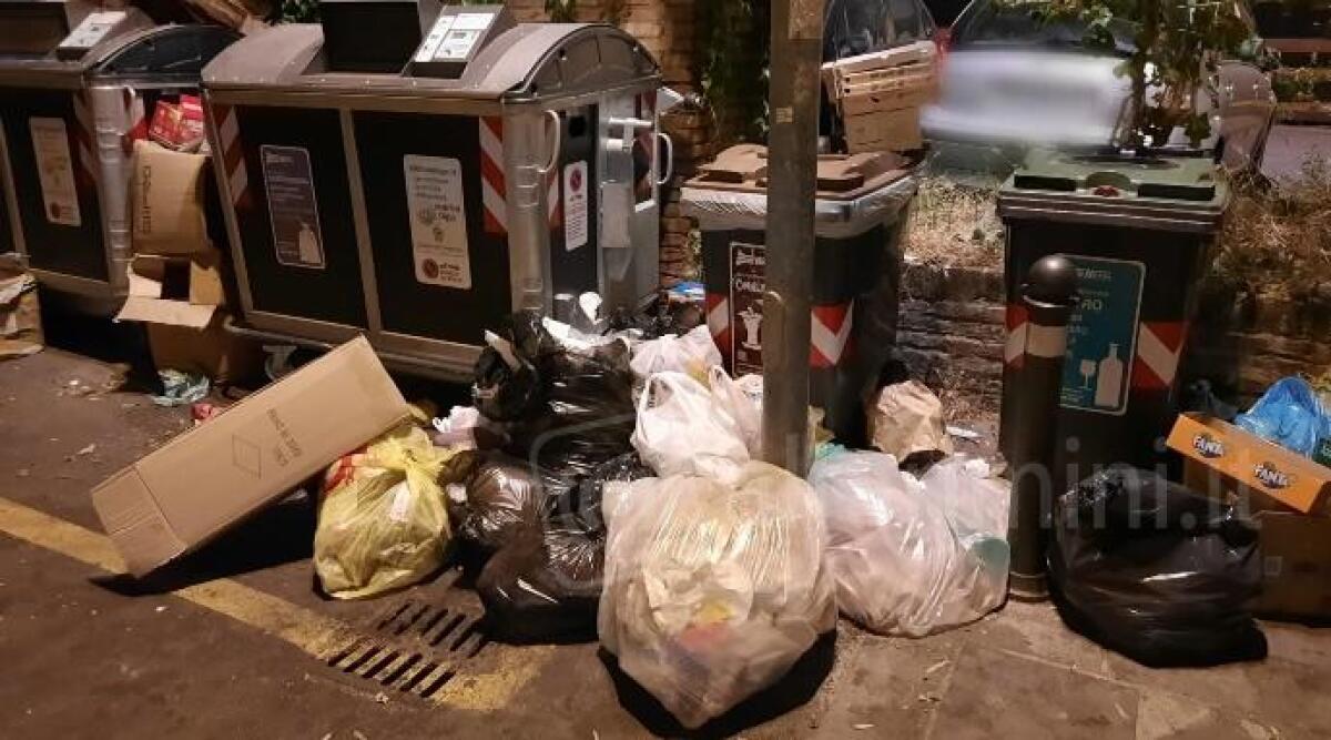 Degrado a Borgo Marina, montagne di rifiuti vicino ai cassonetti -