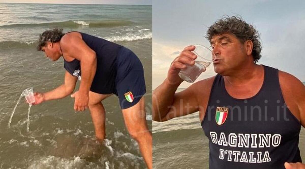 Bagnino Pagliarani beve l'acqua del mare e risponde alle polemiche - 