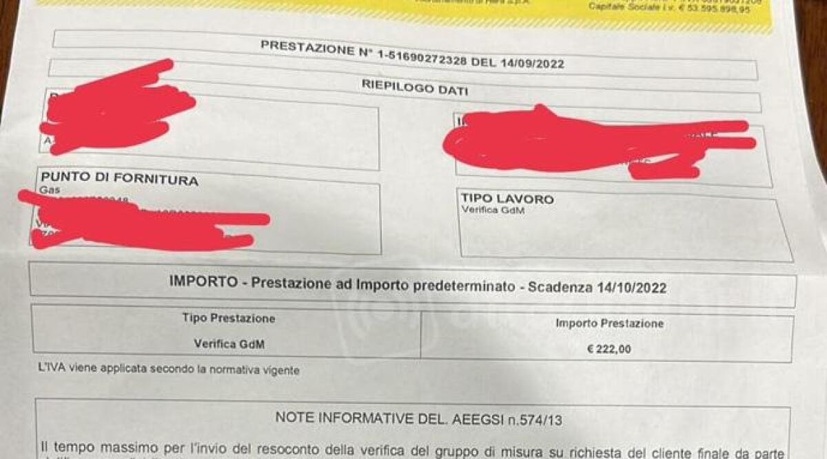 Gas, bolletta estiva da 255 euro per un anziano riminese: Hera nel mirino - 