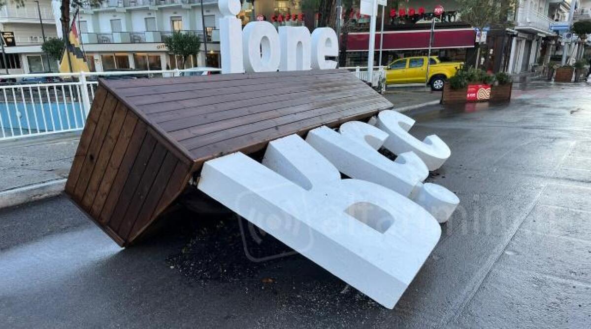 Riccione, forte vento e pioggia battente nella notte: abbattuti diversi alberi - Viale Dante danni da vento forte