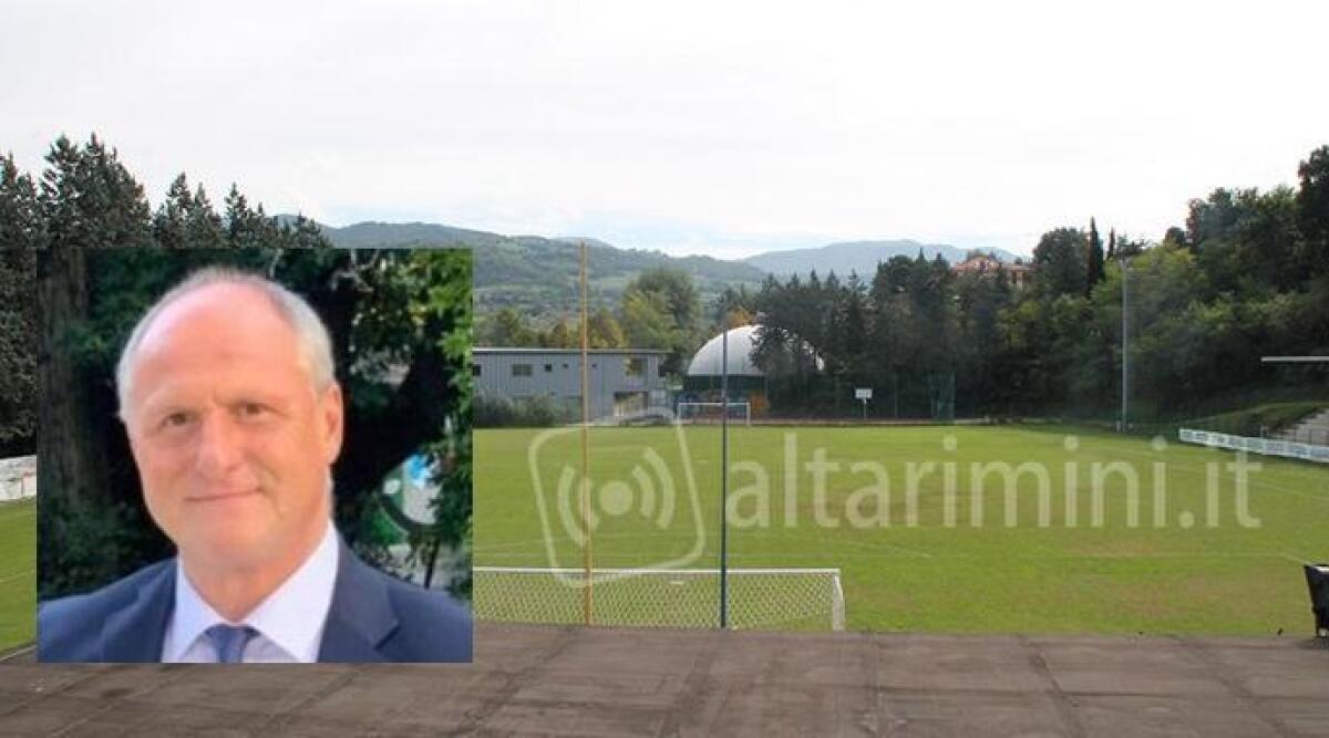 Novafeltria, nuova piscina in area ex campo da calcio: avrà spazi all'aperto per l'estate - Nel riquadro il sindaco di Novafeltria