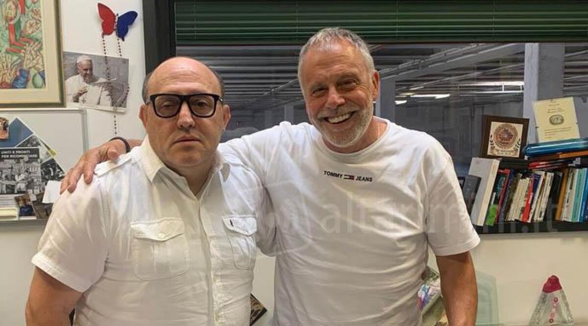 Rimini, c'&egrave; il Gubbio del gioiello Arena: gli eugubini in crisi profonda - Il presidente del Gubbio Notari (a sinistra) e l'allenatore Braglia