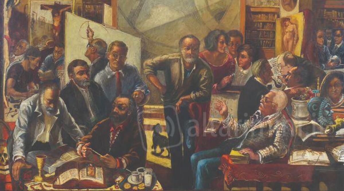 La storia della strada degli antiquari di Rimini in una mostra - Dipinto di Cesare Filippi "La bottega dell'antiquario"