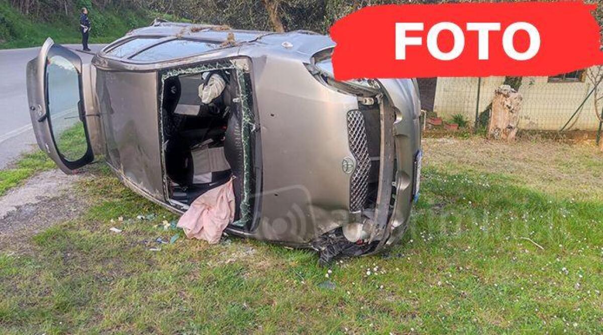 Santarcangelo: auto si cappotta su un fianco con nonna e nipotina a bordo -