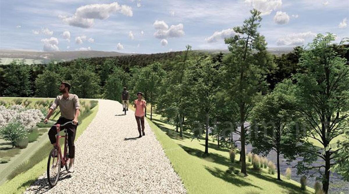 Sentieri fiume Uso diventeranno una ciclovia di 11 km, da San Vito a Poggio Torriana - Uno dei rendering del progetto