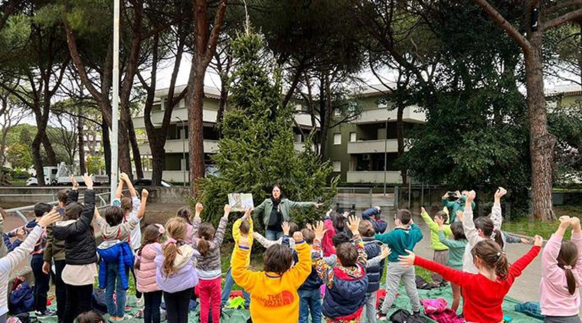 Imparare sin da piccoli il rispetto per la natura: gli alunni della Karis fanno visita a 'Natalino' - Alunni della Karis in visita all'albero &quot;Natalino&quot;