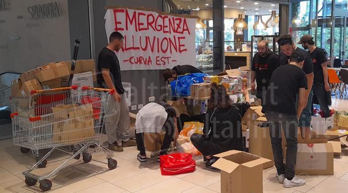 Anche i tifosi del Rimini Calcio si mobilitano per le popolazioni alluvionate - Il punto raccolta dei tifosi FACEBOOK