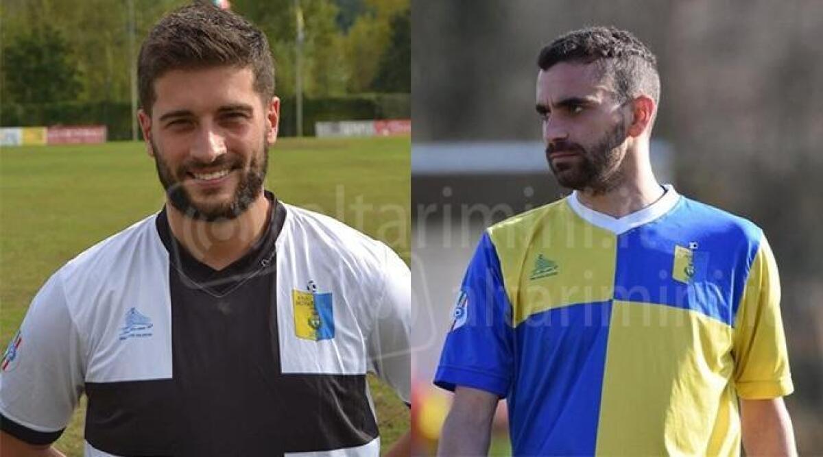 Novafeltria Calcio, storica finale playoff. Rinaldi e Ceccaroni, l'emozione delle bandiere - Da sinistra Raffaello Rinaldi e Federico Ceccaroni