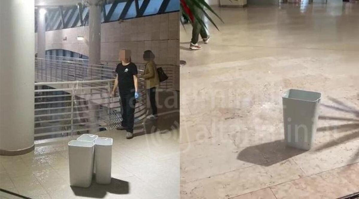 Maltempo: a Rimini piove dentro la hall del tribunale - Bidoni in tribunale per raccogliere l'acqua che cade dal tetto