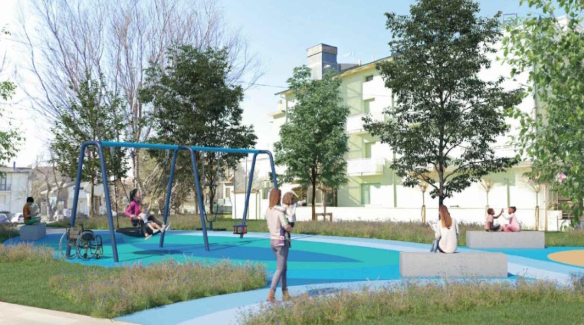 Parco del Mare Nord, a Viserba una nuova area giochi accessibile a tutti - Il redering del parco giochi