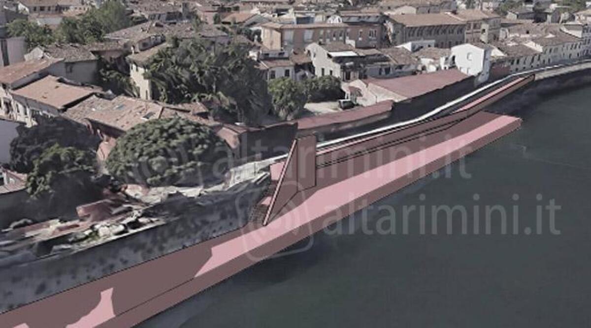 Rimini, Gioenzo Renzi boccia il nuovo porto canale stile Lungosenna parigino - Il rendering del boulevard verde-blu