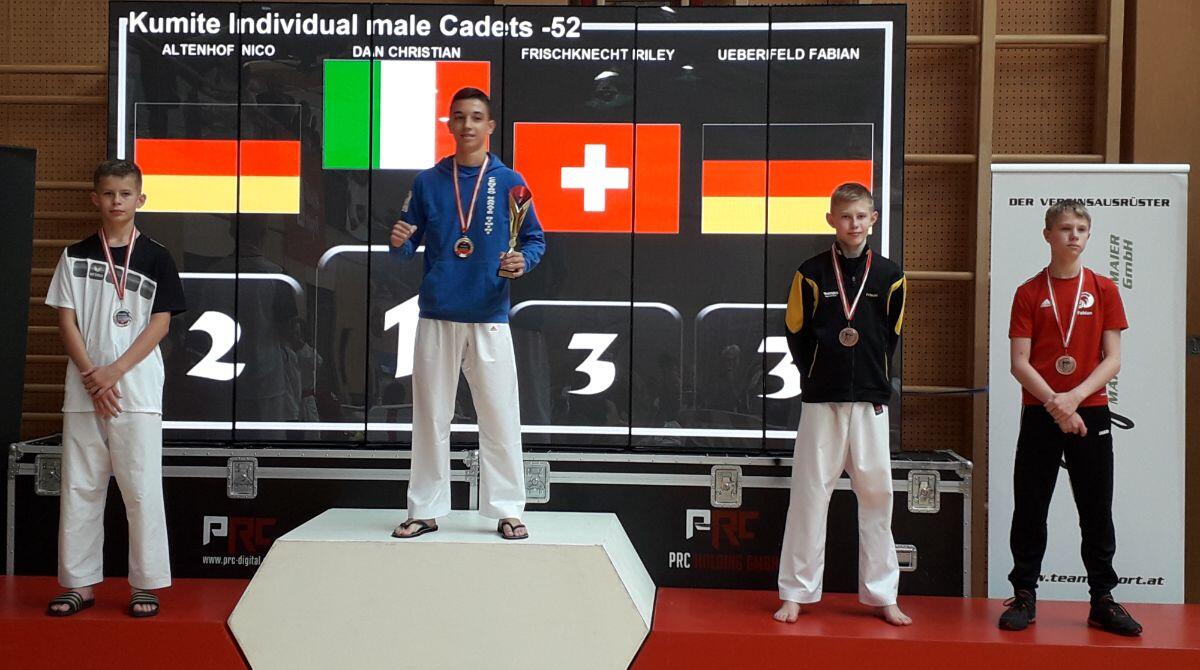 Karate, trasferta d'oro a Salisburgo per il riminese Christian Dan - Il podio a Salisburgo