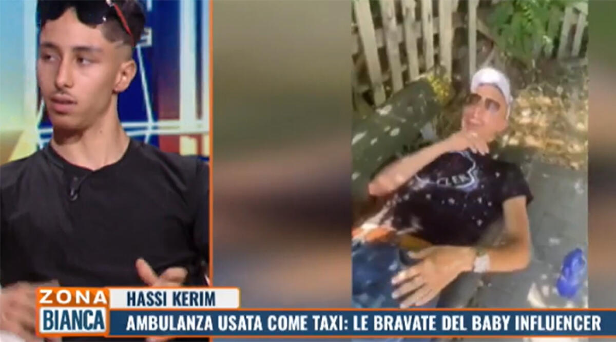 Lo scandalo dell'ambulanza taxi: giovani influencer contro Salvini sulla tv nazionale - Un fermo immagine della trasmissione "Zona Bianca"