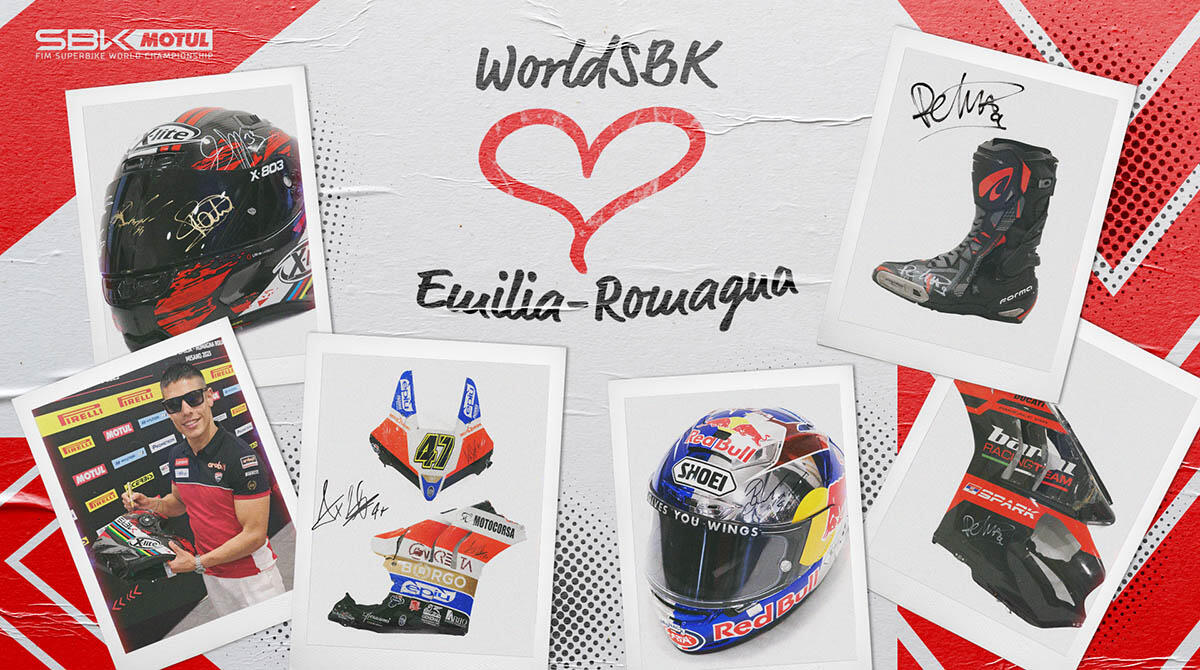 Superbike raccoglie fondi per le comunità alluvionate: tante 'chicche' acquistabili all'asta benefica - WorldSbk per l'Emilia-Romagna