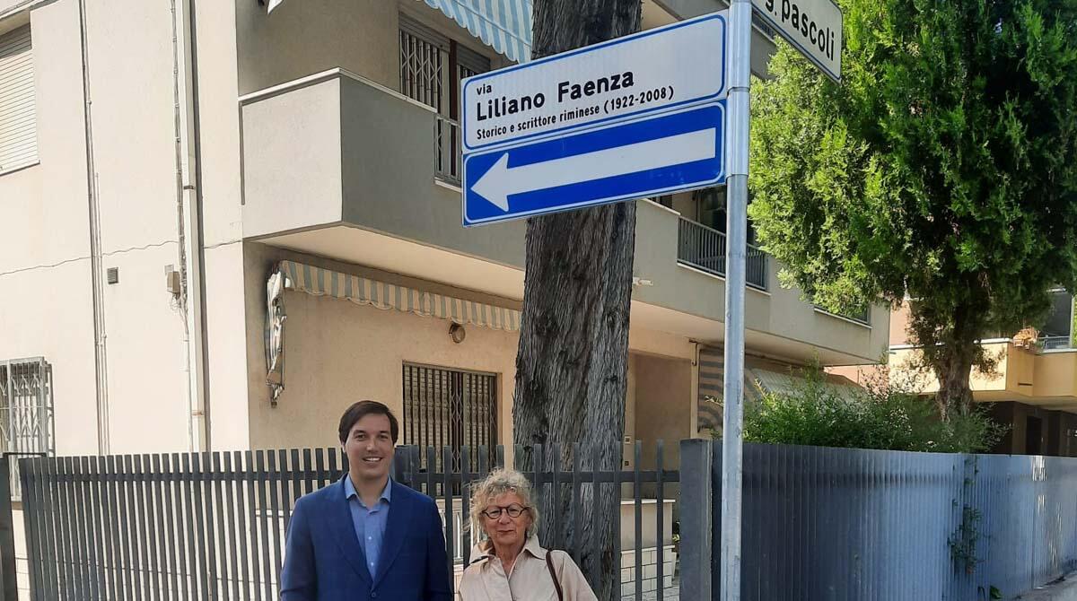 Liliano Faenza: Rimini ricorda lo scrittore intitolandogli una via nei pressi della sua vecchia abitazione - La via intitolata a Liliano Faenza