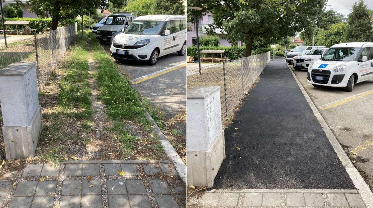 Barriere architettoniche addio, partiti interventi per rendere Santarcangelo più accessibile - Via Felici prima e dopo l'intervento