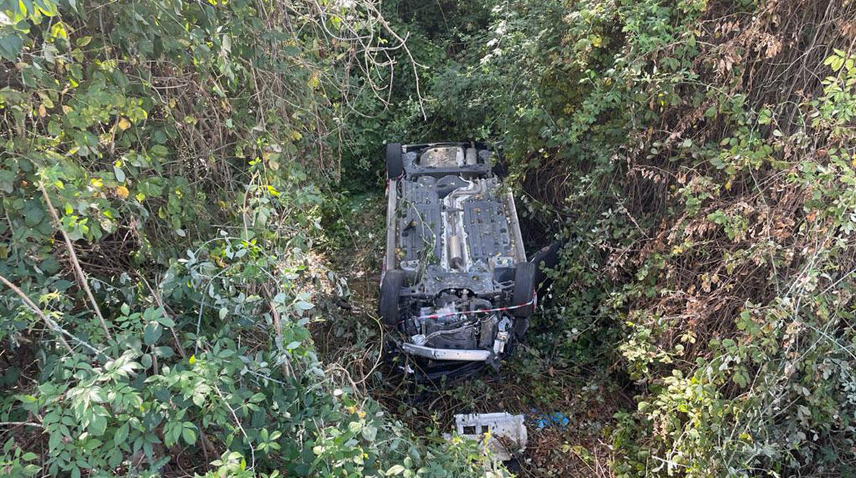 Novafeltria, auto si ribalta e finisce nel fosso: illesi i 4 giovani a bordo - Il luogo dove è stata ritrovata l'auto, Novafeltria