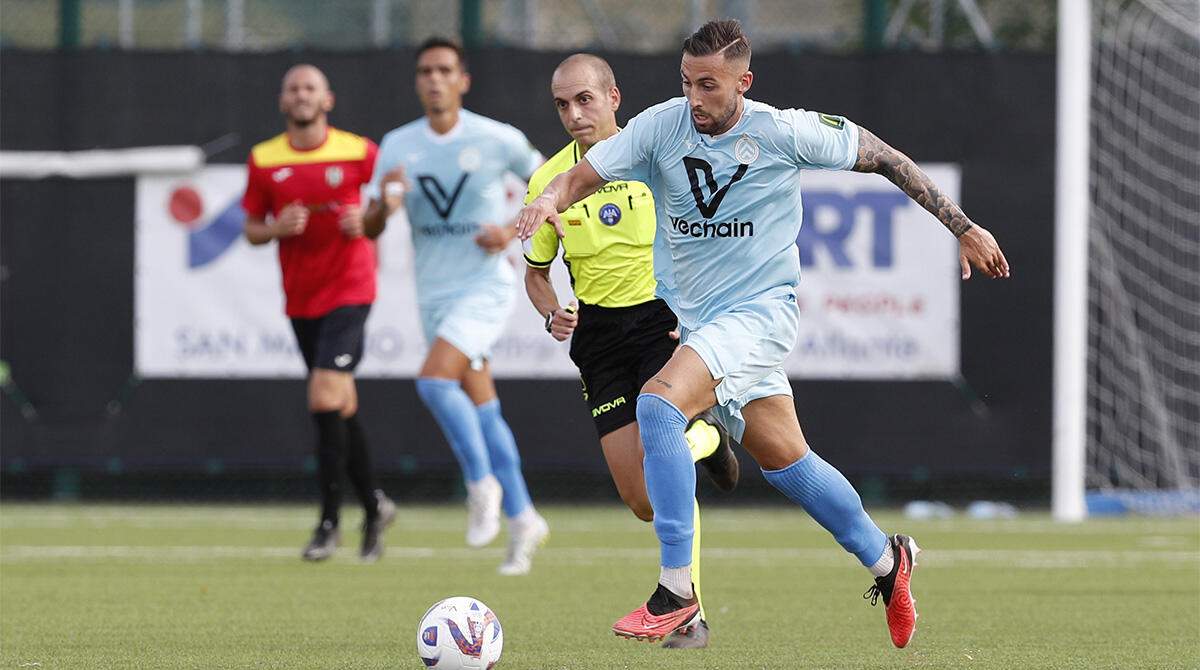 D'Este si sblocca e il Victor San Marino supera il Lentigione: prima vittoria stagionale (1-0) - D'Este in azione contro il Lentigione