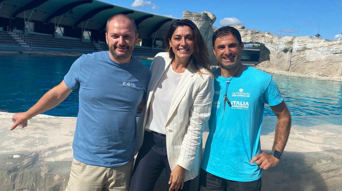 Linea Verde Life al Parco Oltremare di Riccione con Elisa Isoardi e la voce dei delfini - Rocco de Marco, Elisa Isoardi e Gianni Bucci