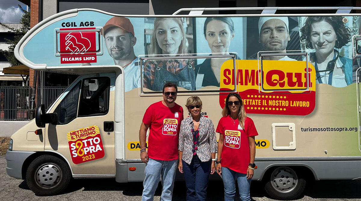 Angelini incontra i vertici Cgil: "Problema di tenuta sociale, risposte non appena tornerò Sindaca" - Daniela Angelini al Camper della Legalità Cgil