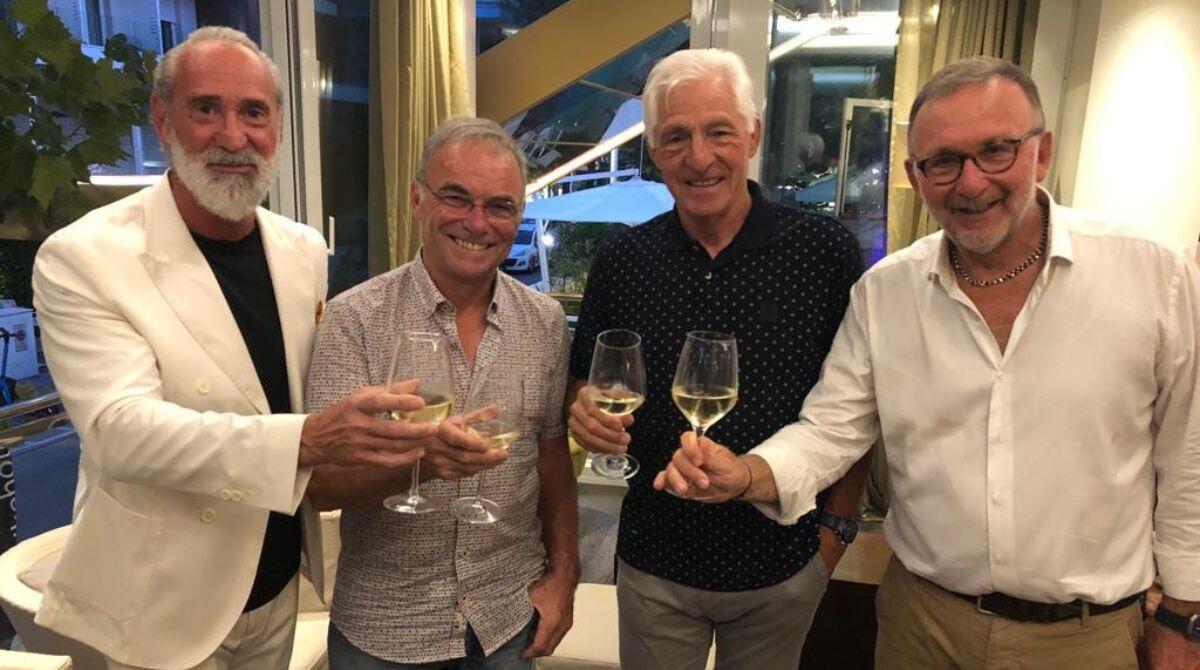 Ciclismo, una serata con Francesco Moser e Bernard Hinault a Riccione - Maurizio Rocchi, Bernard Hinault, Francesco Moser e Stefano Giuliodori