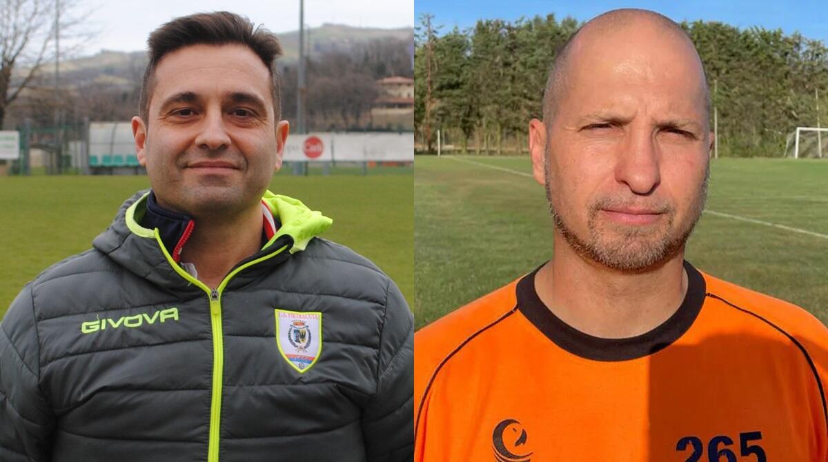 Pietracuta Novafeltria 0-0, la gara di coppa soddisfa gli allenatori: "Bene i giovani" - Da sinistra Luca Fregnani e Mirco Giorgi, allenatori di Pietracuta e Novafeltria