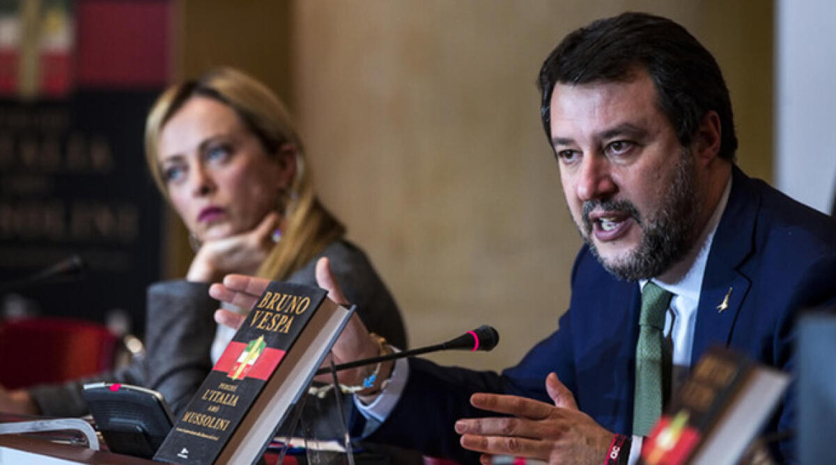 Rimini: Meloni e Salvini alla Kermesse Expo Aid 2023 - Foto Ansa