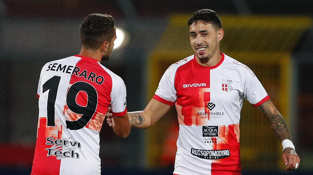 Gabriele Capanni del Rimini premiato al Gran Galà del calcio - Capanni con il compagno di squadra Semeraro