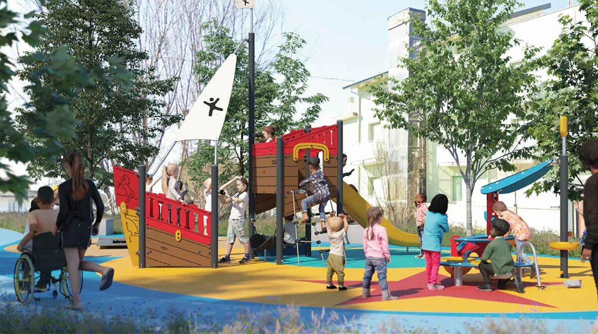 Parco del Mare Nord, arriva la nuova area bimbi a Viserba: pronta entro il 15 dicembre - Rendering nuova area bimbi a Viserba, Parco del Mare Nord