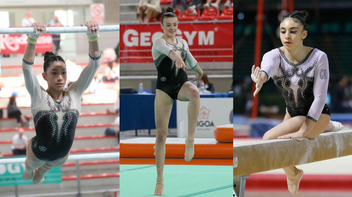 Ginnastica Riccione, tre giovani atlete guadagnano il pass per le finali nazionali - Da sinistra: Aurora Pilolla, Francesca Agostinelli, Adriana Poesio
