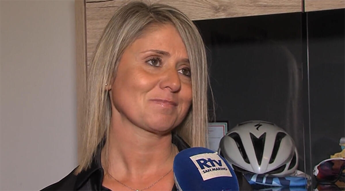 Marina Mularoni: ricordate Michael Antonelli alla Federciclismo - Un fermo immagine dell'intervista su San Marino Rtv alla mamma di Michael Antonelli