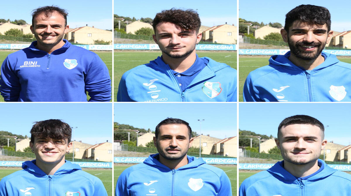 Carpegna Calcio, un ambizioso rinnovamento: e nel "motore" della squadra cinque "cilindri" dall'Alta Valmarecchia - Da sinistra il vicepresidente e ds Ruggeri, Matteo Crociani, Franceschetti, Alpino, Cedrini, Alessio Crociani