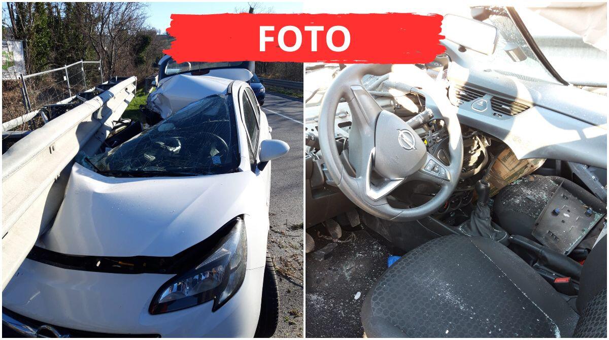 Violento incidente sulla Marecchiese: auto Ausl si schianta sul guardrail - Le immagini dell'incidente avvenuto a Torello di San Leo