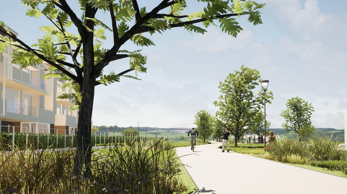Progetti Urbanistici a Santarcangelo: verde, mobilità sostenibile e nuove infrastrutture - Rendering ciclopedonale ex ferrovia, Santarcangelo di Romagna
