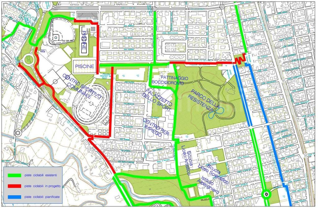 La mappa delle piste ciclabili