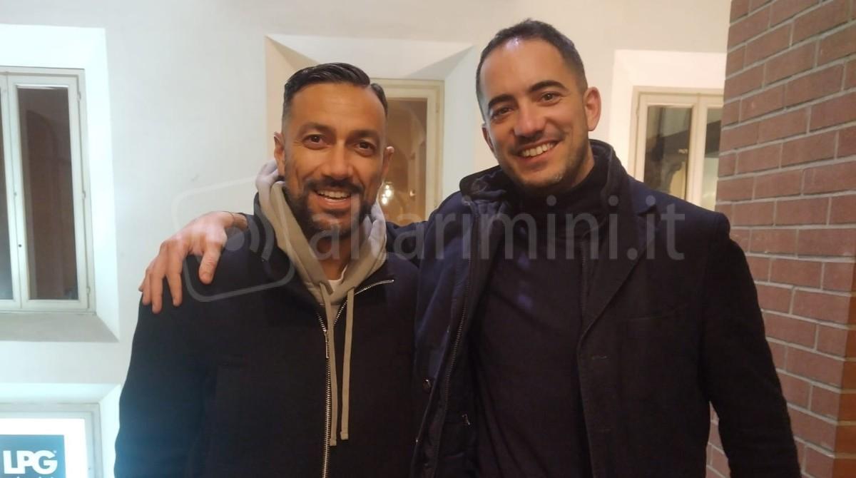 Alla scuola Maestre Pie sale in cattedra Fabio Quagliarella - Il Coordinatore della scuola Maestre Pie di Rimini Manuel Mussoni con Fabio Quagliarella